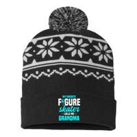 Ice Skating Grandma Skater Ice Skates Sport USA-Made Snowflake Beanie