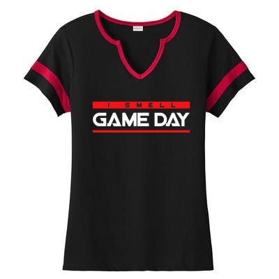 I Smell Game Day Sports Lover Athlete Ladies Halftime Notch Neck Tee