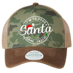 Im So Good Santa Came Twice Funny Christmas Logo Legacy Tie Dye Trucker Hat