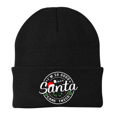 Im So Good Santa Came Twice Funny Christmas Logo Beanie