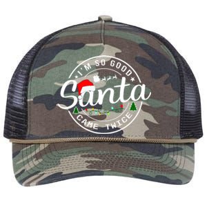 Im So Good Santa Came Twice Funny Christmas Logo Retro Rope Trucker Hat Cap