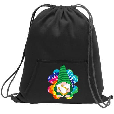 Irish Shamrock Gnome Tie Dye Hippie Shrt St. Patricks Day Sweatshirt Cinch Pack Bag