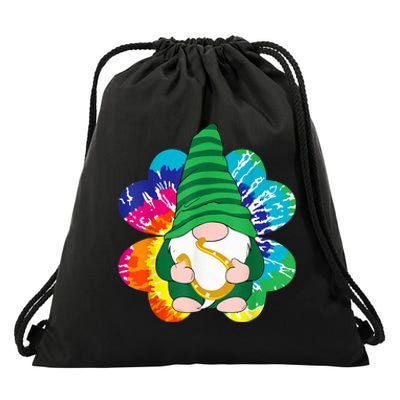 Irish Shamrock Gnome Tie Dye Hippie Shrt St. Patricks Day Drawstring Bag