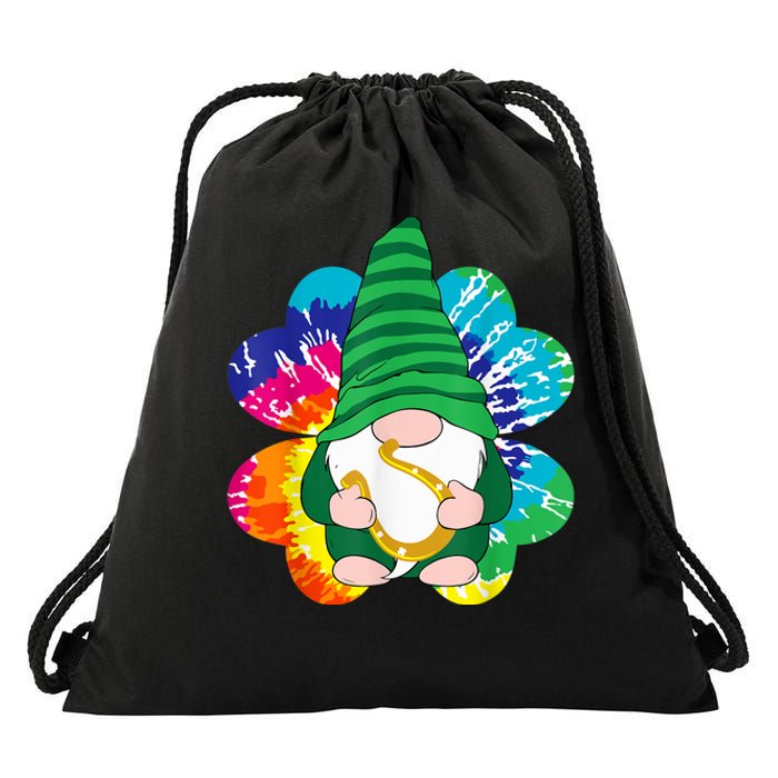 Irish Shamrock Gnome Tie Dye Hippie Shrt St. Patricks Day Drawstring Bag