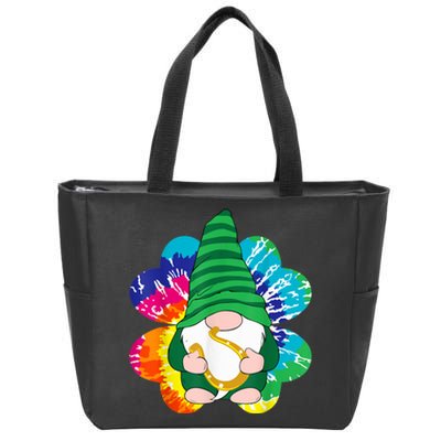 Irish Shamrock Gnome Tie Dye Hippie Shrt St. Patricks Day Zip Tote Bag