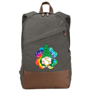 Irish Shamrock Gnome Tie Dye Hippie Shrt St. Patricks Day Cotton Canvas Backpack