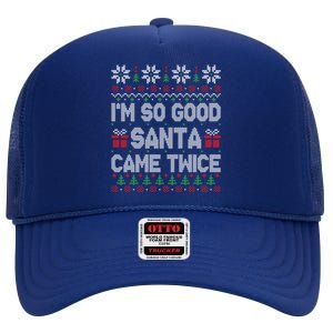 IM So Good Santa Came Twice Santa Matching Couple Christmas Gift High Crown Mesh Back Trucker Hat