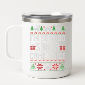 IM So Good Santa Came Twice Santa Claus Retro Christmas 12 oz Stainless Steel Tumbler Cup