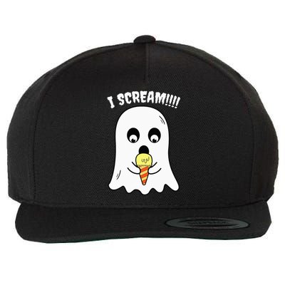 I Scream Ghost Eating Ice Cream Costume Easy Halloween Gifts Wool Snapback Cap