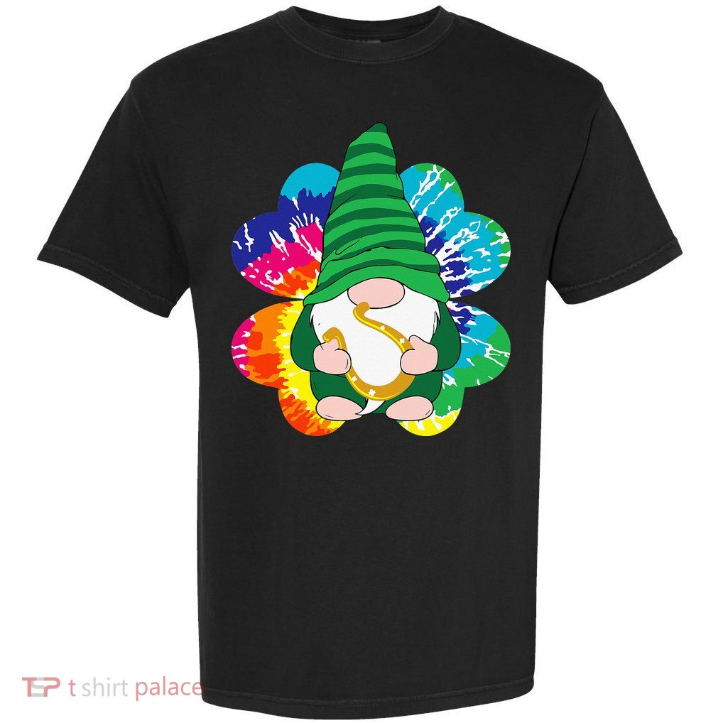 Irish Shamrock Gnome Tie Dye Hippie St. Patricks Day Garment-Dyed Heavyweight T-Shirt