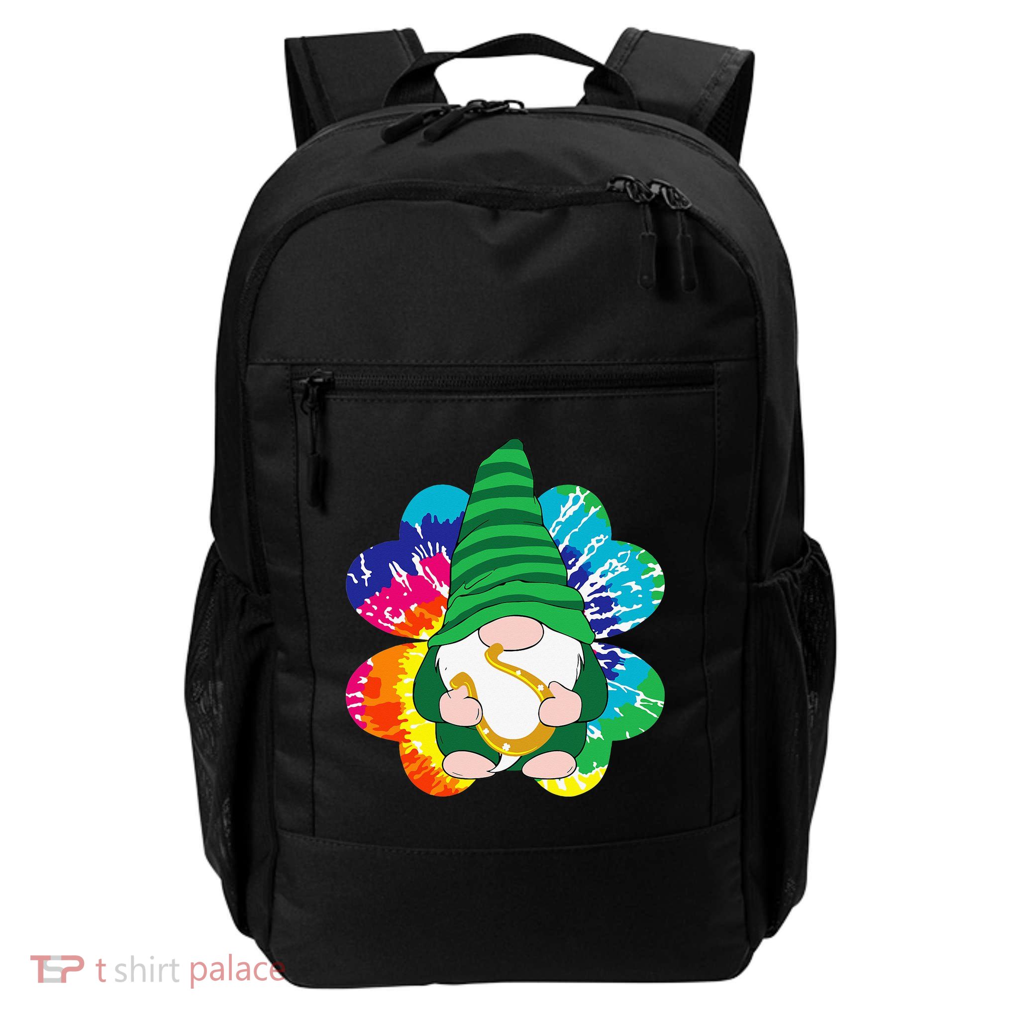 Irish Shamrock Gnome Tie Dye Hippie St. Patricks Day Backpack