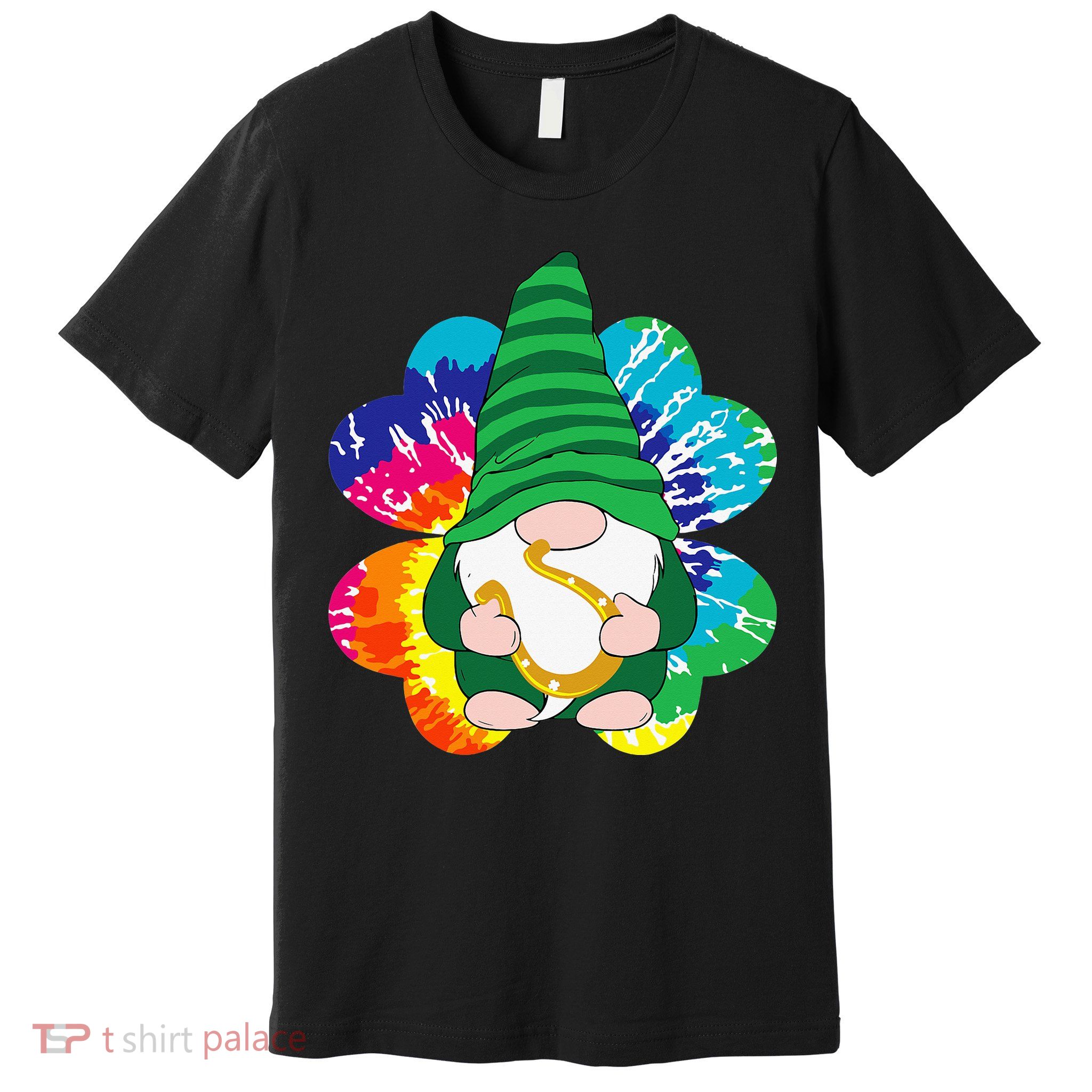 Irish Shamrock Gnome Tie Dye Hippie St. Patricks Day Premium T-Shirt