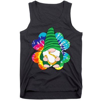 Irish Shamrock Gnome Tie Dye Hippie St. Patricks Day Tank Top