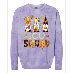 ICU Squad Gnome Nurse Leopard Thanksgiving Fall Stethoscope Colorblast Crewneck Sweatshirt