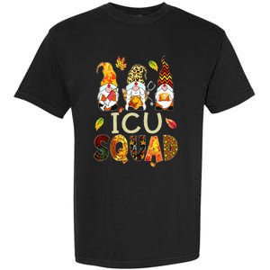 ICU Squad Gnome Nurse Leopard Thanksgiving Fall Stethoscope Garment-Dyed Heavyweight T-Shirt