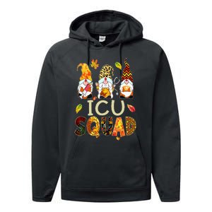 ICU Squad Gnome Nurse Leopard Thanksgiving Fall Stethoscope Performance Fleece Hoodie