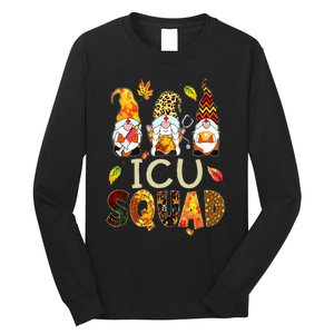 ICU Squad Gnome Nurse Leopard Thanksgiving Fall Stethoscope Long Sleeve Shirt