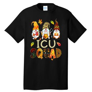 ICU Squad Gnome Nurse Leopard Thanksgiving Fall Stethoscope Tall T-Shirt