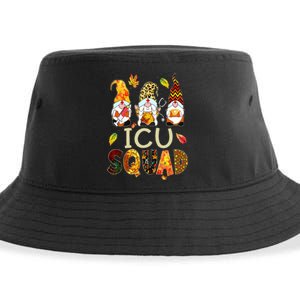 ICU Squad Gnome Nurse Leopard Thanksgiving Fall Stethoscope Sustainable Bucket Hat