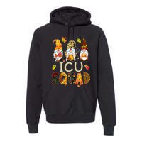 ICU Squad Gnome Nurse Leopard Thanksgiving Fall Stethoscope Premium Hoodie