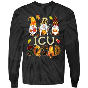 ICU Squad Gnome Nurse Leopard Thanksgiving Fall Stethoscope Tie-Dye Long Sleeve Shirt