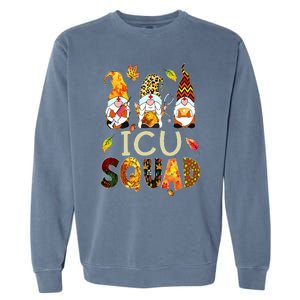 ICU Squad Gnome Nurse Leopard Thanksgiving Fall Stethoscope Garment-Dyed Sweatshirt