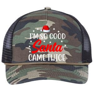 I'm So Good Santa Came Twice Funny Christmas Retro Rope Trucker Hat Cap