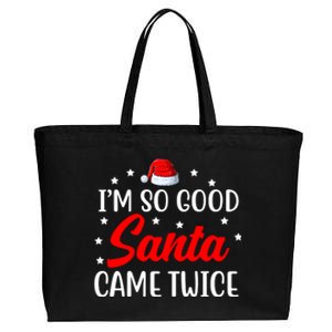 I'm So Good Santa Came Twice Funny Christmas Cotton Canvas Jumbo Tote