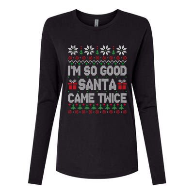 I'm So Good Santa Came Twice Santa Matching Couple Christmas Cool Gift Womens Cotton Relaxed Long Sleeve T-Shirt