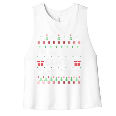 I'm So Good Santa Came Twice Santa Matching Couple Christmas Cool Gift Women's Racerback Cropped Tank