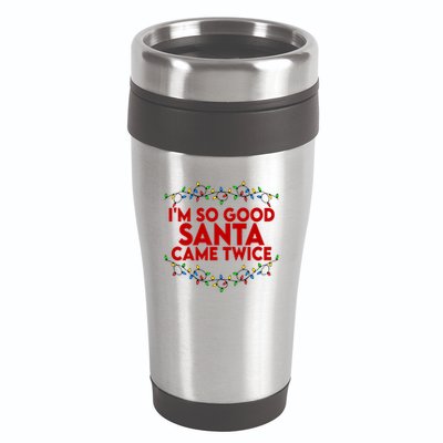 Im So Good Santa Came Twice Funny Matching Couples Christmas 16oz Travel Tumbler
