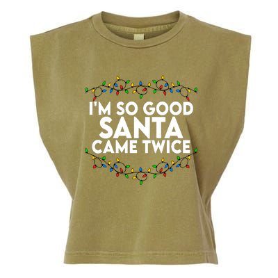 Im So Good Santa Came Twice Funny Matching Couples Christmas Garment-Dyed Women's Muscle Tee