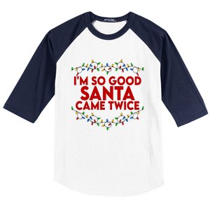 Im So Good Santa Came Twice Funny Matching Couples Christmas Baseball Sleeve Shirt