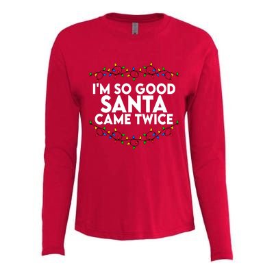 Im So Good Santa Came Twice Funny Matching Couples Christmas Womens Cotton Relaxed Long Sleeve T-Shirt