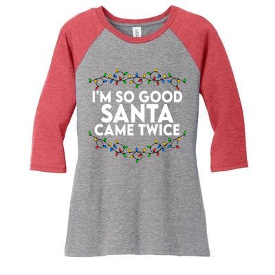 Im So Good Santa Came Twice Funny Matching Couples Christmas Women's Tri-Blend 3/4-Sleeve Raglan Shirt