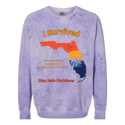 I Survived Hurricane Milton Stay Safe Floridians Colorblast Crewneck Sweatshirt