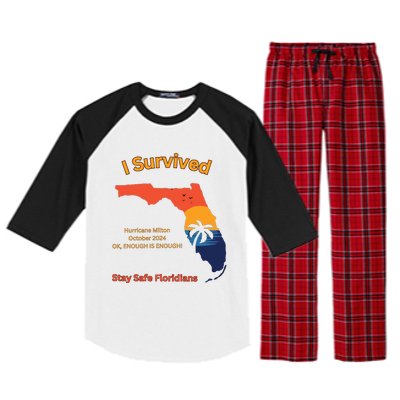 I Survived Hurricane Milton Stay Safe Floridians Raglan Sleeve Pajama Set