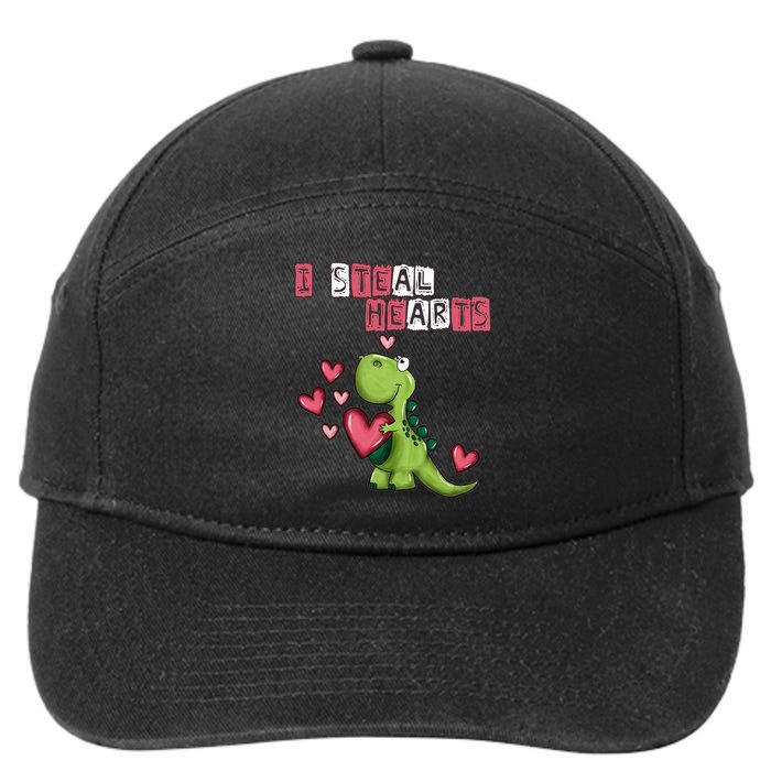 I Steal Hearts Trex Dino Baby Boy Valentines Day 7-Panel Snapback Hat