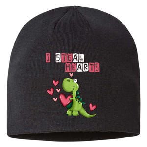 I Steal Hearts Trex Dino Baby Boy Valentines Day Sustainable Beanie