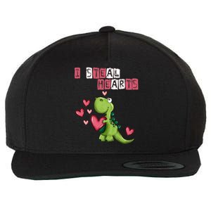 I Steal Hearts Trex Dino Baby Boy Valentines Day Wool Snapback Cap