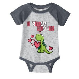 I Steal Hearts Trex Dino Baby Boy Valentines Day Infant Baby Jersey Bodysuit