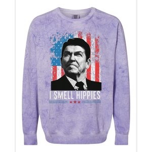 I Smell Hippies Retro American Flag Patriotic Colorblast Crewneck Sweatshirt