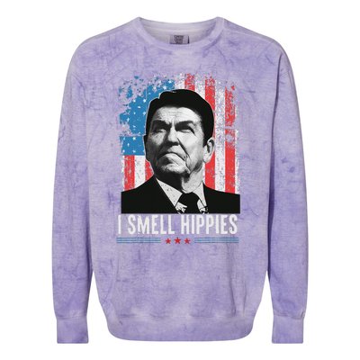 I Smell Hippies Retro American Flag Patriotic Colorblast Crewneck Sweatshirt