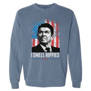 I Smell Hippies Retro American Flag Patriotic Garment-Dyed Sweatshirt