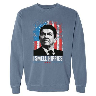 I Smell Hippies Retro American Flag Patriotic Garment-Dyed Sweatshirt