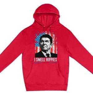 I Smell Hippies Retro American Flag Patriotic Premium Pullover Hoodie