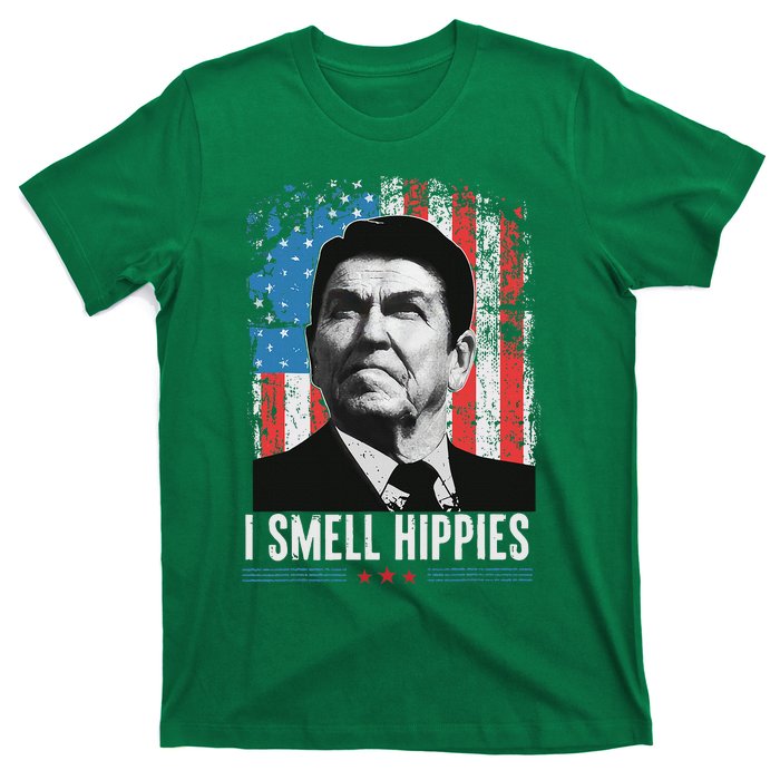 I Smell Hippies Retro American Flag Patriotic T-Shirt