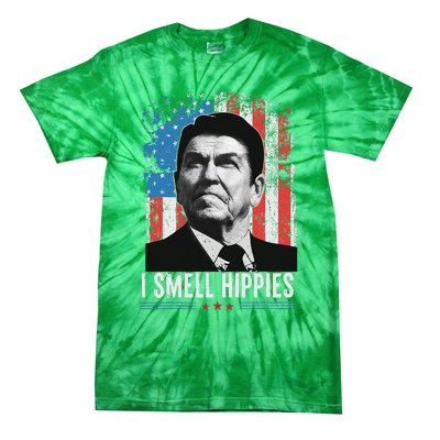 I Smell Hippies Retro American Flag Patriotic Tie-Dye T-Shirt