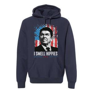 I Smell Hippies Retro American Flag Patriotic Premium Hoodie