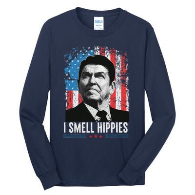 I Smell Hippies Retro American Flag Patriotic Tall Long Sleeve T-Shirt